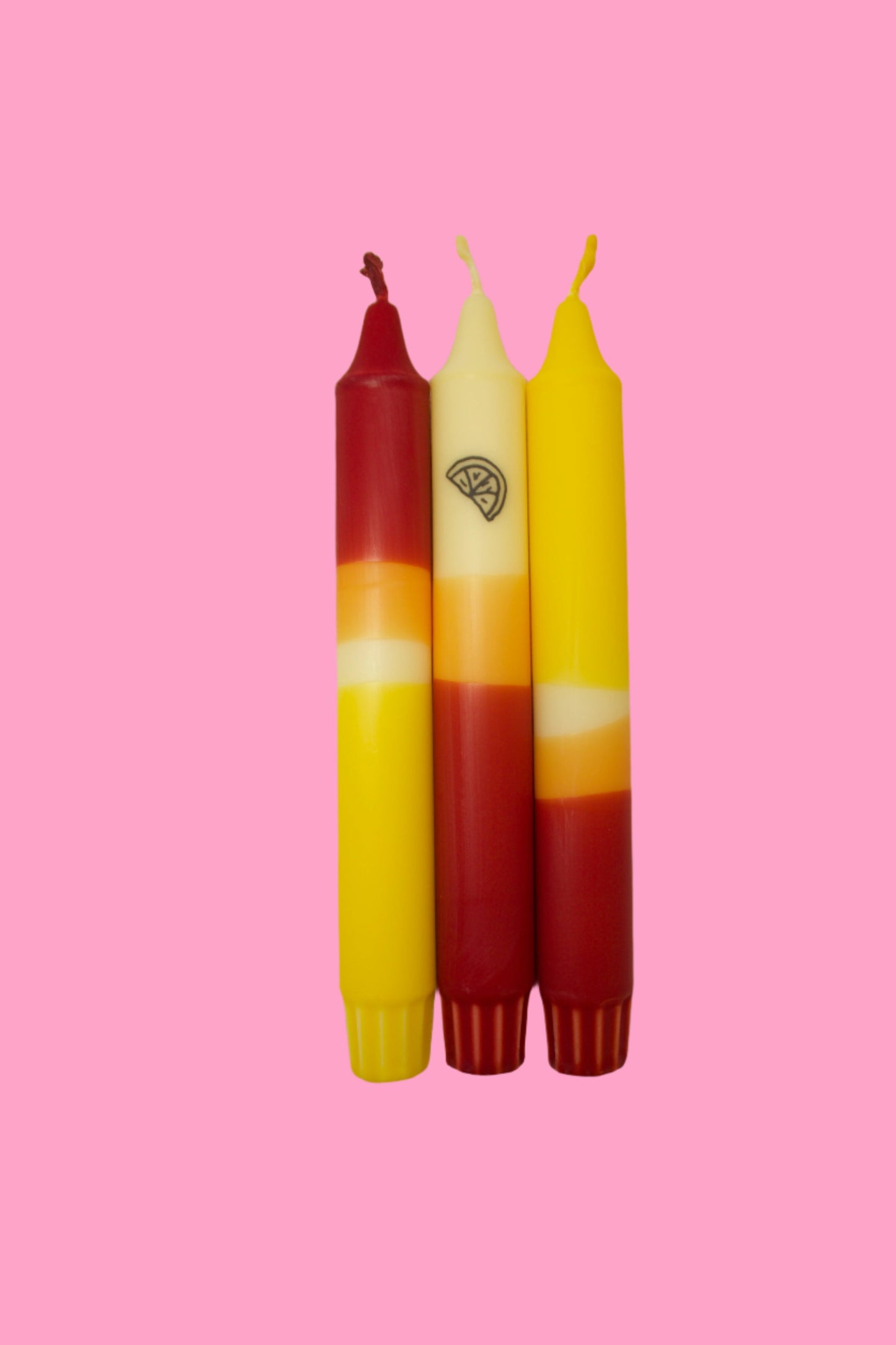 Off my tits on Aperol spritz (trio of taper candles)