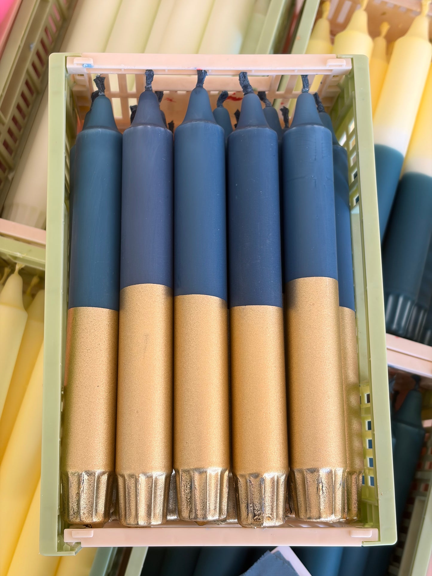 (Navy/ teal ish & gold) Box of 9 perfectly, imperfect candles