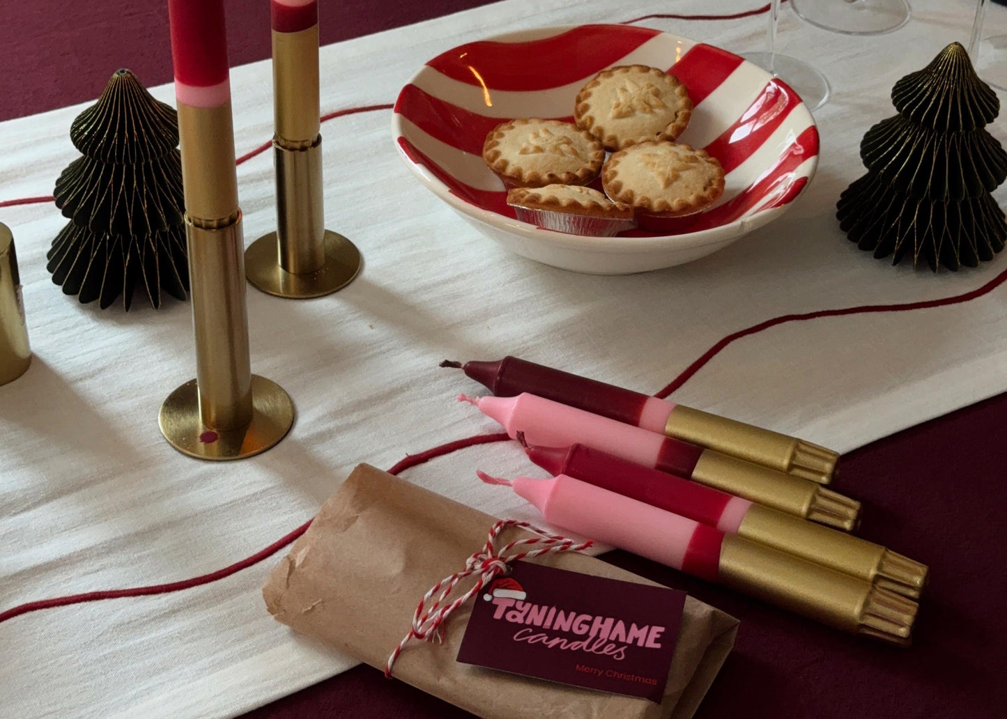 India Moon's Gold Collection- Cherry Red (pair of taper candles)