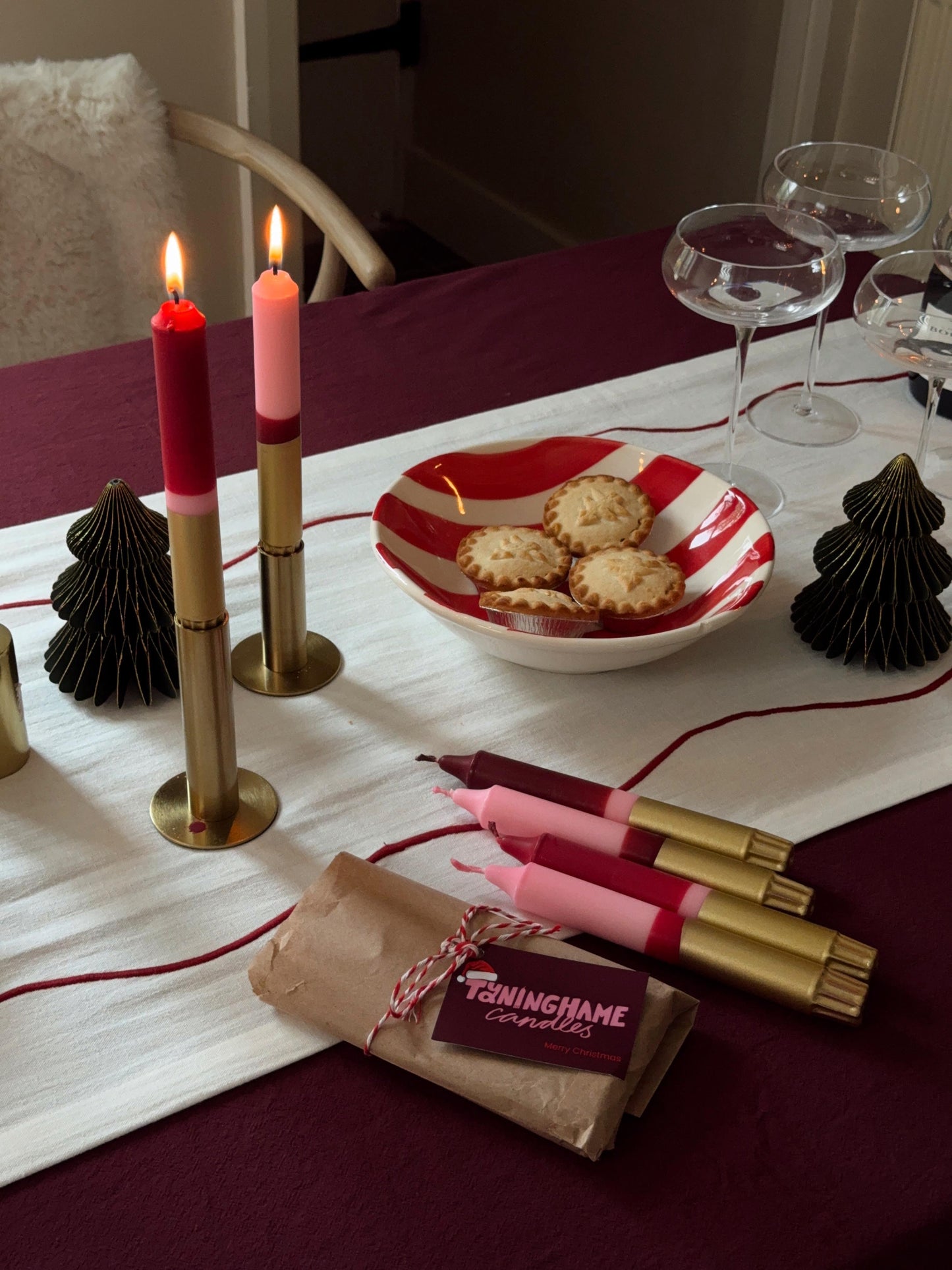 India Moon's Gold Collection- Sugar Plum (pair of taper candles)