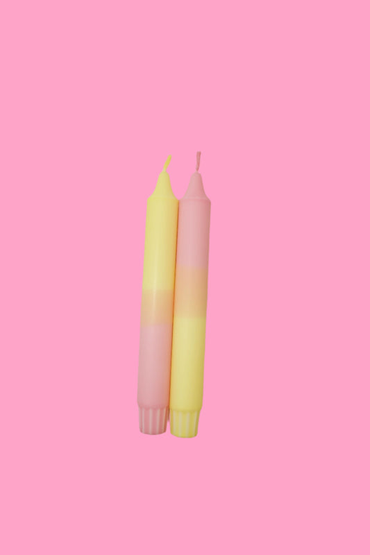 Pastel yellow & pink (pair of taper candles)