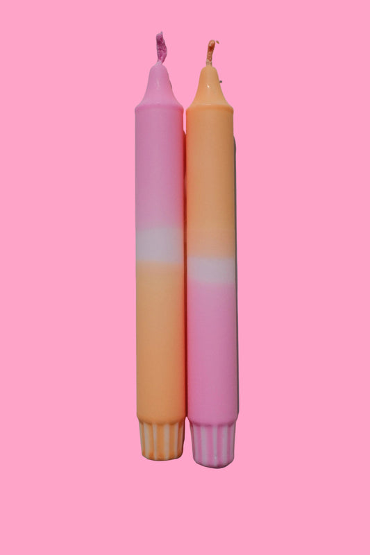 Life is peachy (pair of taper candles)