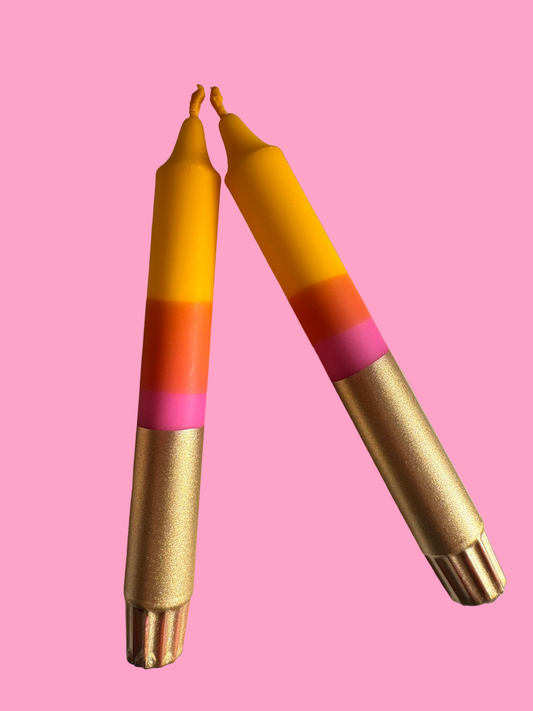 Golden sunset (pair of taper candles)