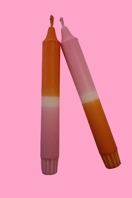 Life is peachy (pair of taper candles)